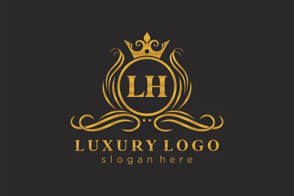 Carta Real Logotipo Luxo Modelo Arte Vetorial Para Restaurante Royalty — Vetor de Stock