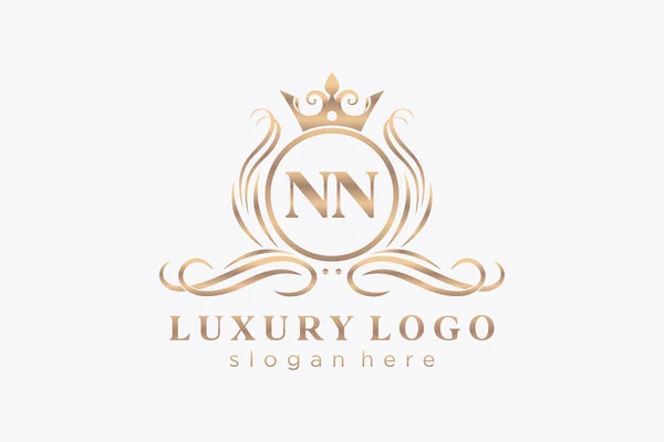 Nn字母Royal Luxury标志模板 用于餐馆 皇家酒店 精品店 咖啡店 希尔迪奇酒店 时装和其他矢量插图的矢量艺术 — 图库矢量图片