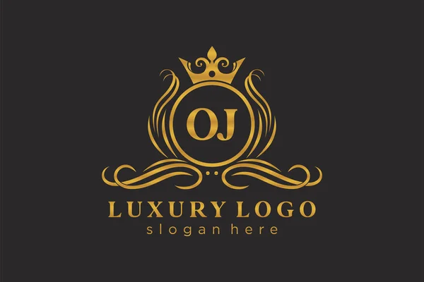 Oj字母Royal Luxury标志模板 用于餐馆 皇家酒店 精品店 咖啡店 Heraldic 时装和其他矢量插图的矢量艺术 — 图库矢量图片