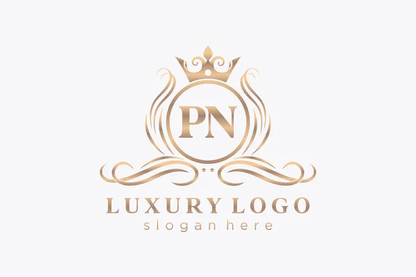 Pnletter Royal Luxury Logo模板 用于餐馆 皇家酒店 精品店 咖啡店 Heraldic 时装和其他矢量插图的矢量艺术 — 图库矢量图片