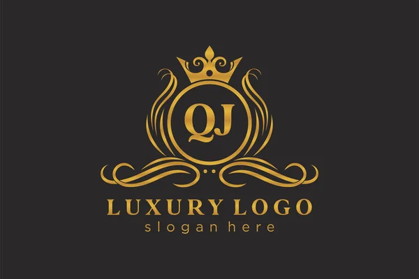 Qj字母Royal Luxury标志模板 用于餐馆 皇家酒店 精品店 咖啡店 希尔迪奇酒店 时装和其他矢量插图的矢量艺术 — 图库矢量图片