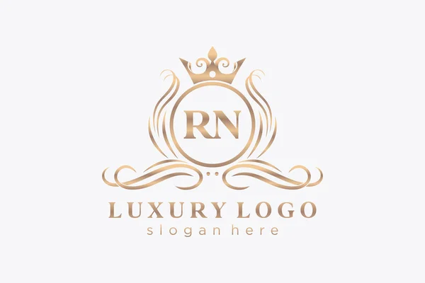 Rn字母Royal Luxury标志模板 用于餐馆 皇家饭店 精品店 咖啡店 赫拉尔迪奇酒店 时装和其他矢量插图的矢量艺术 — 图库矢量图片