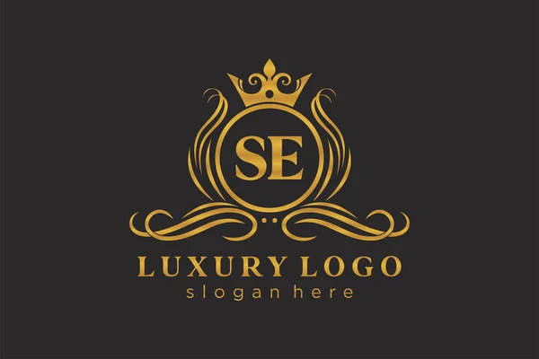 Sudut Pandang Royal Luxury Logo Dalam Seni Vektor Untuk Restoran - Stok Vektor