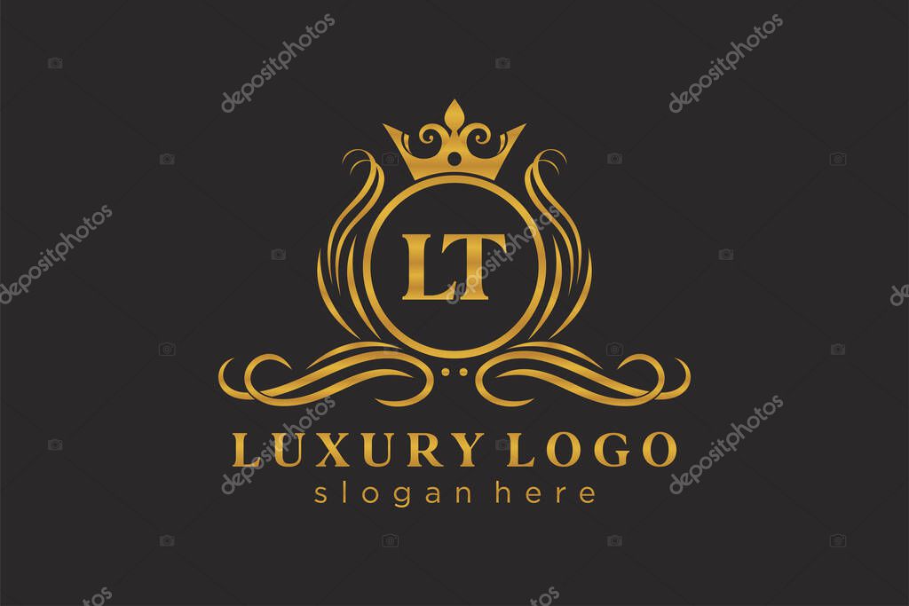 LT Letter Royal Luxury Logo template in vector art for Restaurant, Royalty, Boutique, Cafe, Hotel, Heraldic, Jewelry, Fashion and other vector illustration.