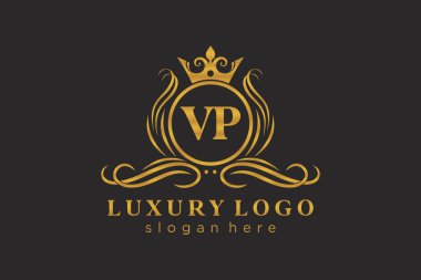 Restaurant, Royalty, Boutique, Cafe, Hotel, Heraldic, Mücevher, Moda ve diğer vektör illüstrasyonları için Kraliyet Logosu Başkan Yardımcısı Şablonu.