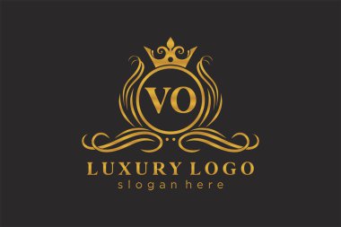 VO Kraliyet Logosu Restoran, Kraliyet, Butik, Cafe, Otel, Heraldic, Mücevher, Moda ve diğer vektör ilüstrasyonları için vektör sanatı şablonu.