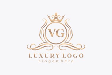 Restaurant, Royalty, Boutique, Cafe, Hotel, Heraldic, Mücevher, Moda ve diğer vektör illüstrasyonları için VG Kraliyet Logosu tasarımı.