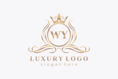 WY Letter Kraliyet Logosu Restoran, Kraliyet, Butik, Cafe, Otel, Heraldic, Mücevher, Moda ve diğer vektör çizimleri için vektör sanatı şablonu.