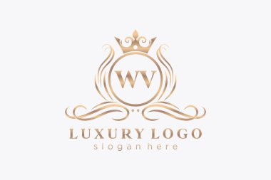 WV Letter Kraliyet Logosu Restoran, Kraliyet, Butik, Cafe, Otel, Heraldic, Mücevher, Moda ve diğer vektör ilüstrasyonları için vektör sanatı şablonu.
