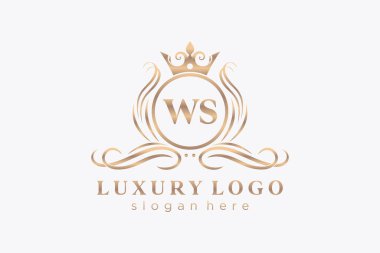 WS Letter Kraliyet Logosu Restoran, Kraliyet, Butik, Cafe, Otel, Heraldic, Mücevher, Moda ve diğer vektör ilüstrasyonları için vektör sanatı şablonu.