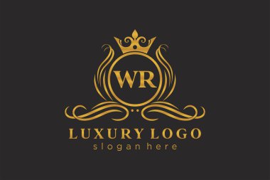 WR Letter Kraliyet Logosu Restoran, Kraliyet, Butik, Cafe, Otel, Heraldic, Mücevher, Moda ve diğer vektör ilüstrasyonları için vektör sanatı şablonu.