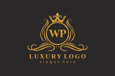 WP Kraliyet Logosu Restoran, Kraliyet, Butik, Cafe, Otel, Heraldic, Mücevher, Moda ve diğer vektör ilüstrasyonları için vektör sanatı şablonu.