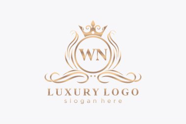 WN Letter Kraliyet Lüks Logosu Restoran, Kraliyet, Butik, Cafe, Otel, Heraldic, Mücevher, Moda ve diğer vektör çizimleri için vektör sanatı şablonu.