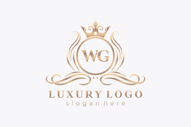 WG Letter Kraliyet Logosu Restoran, Kraliyet, Butik, Cafe, Otel, Heraldic, Mücevher, Moda ve diğer vektör ilüstrasyonları için vektör sanatı şablonu.