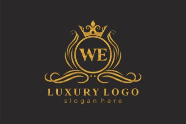 Restoran, Kraliyet, Butik, Cafe, Otel, Heraldic, Mücevher, Moda ve diğer vektör illüstrasyonları için Kraliyet Lüks Logosu 'nun vektör sanatı şablonu.