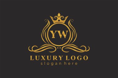 YW Kraliyet Logosu Restoran, Kraliyet, Butik, Cafe, Otel, Heraldic, Mücevher, Moda ve diğer vektör ilüstrasyonları için vektör sanatı şablonu.