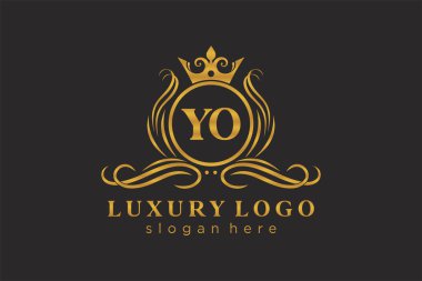 YO Kraliyet Logosu Restoran, Kraliyet, Butik, Cafe, Otel, Heraldic, Mücevher, Moda ve diğer vektör ilüstrasyonları için vektör sanatı şablonu.