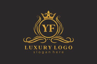 YF Kraliyet Logosu Restoran, Kraliyet, Butik, Cafe, Otel, Heraldic, Mücevher, Moda ve diğer vektör ilüstrasyonları için vektör sanatı şablonu.