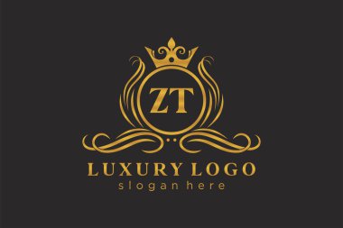 ZT Letter Kraliyet Logosu Restoran, Kraliyet, Butik, Cafe, Otel, Heraldic, Mücevher, Moda ve diğer vektör çizimleri için vektör sanatı şablonu.