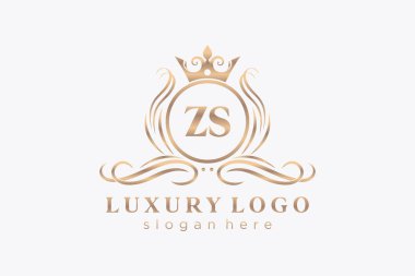 ZS Letter Kraliyet Logosu Restoran, Kraliyet, Butik, Cafe, Otel, Heraldic, Mücevher, Moda ve diğer vektör ilüstrasyonları için vektör sanatı şablonu.