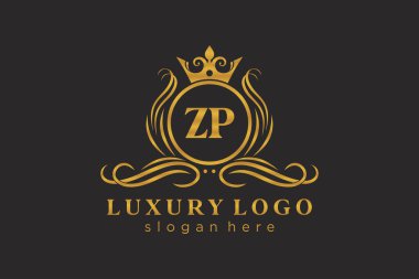 ZP Kraliyet Logosu Restoran, Kraliyet, Butik, Cafe, Otel, Heraldic, Mücevher, Moda ve diğer vektör ilüstrasyonları için vektör sanatı şablonu.