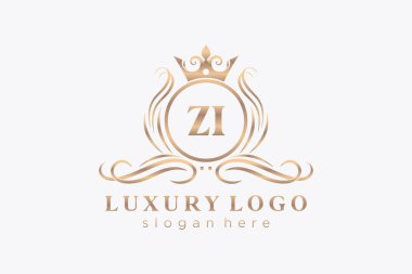 ZI Letter Kraliyet Logosu Restoran, Kraliyet, Butik, Cafe, Otel, Heraldic, Mücevher, Moda ve diğer vektör çizimleri için vektör sanatı şablonu.