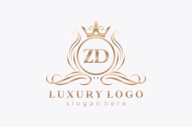 ZD Letter Kraliyet Logosu Restoran, Kraliyet, Butik, Cafe, Otel, Heraldic, Mücevher, Moda ve diğer vektör çizimleri için vektör sanatı şablonu.