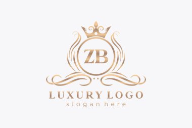 ZB Letter Kraliyet Logosu Restoran, Kraliyet, Butik, Cafe, Otel, Heraldic, Mücevher, Moda ve diğer vektör ilüstrasyonları için vektör sanatı şablonu.