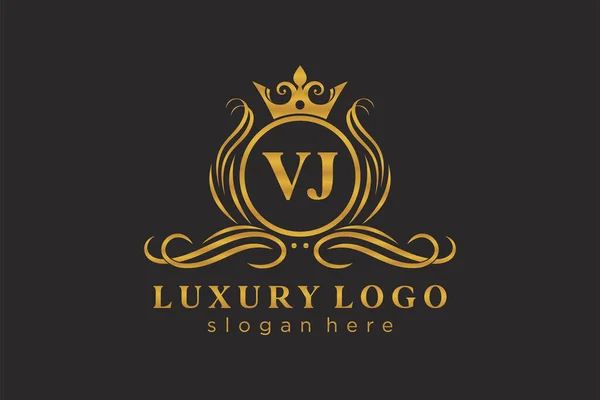 Vj字母Royal Luxury标志模板 用于餐馆 皇家酒店 精品店 咖啡店 Heraldic 时装和其他矢量插图的矢量艺术 — 图库矢量图片