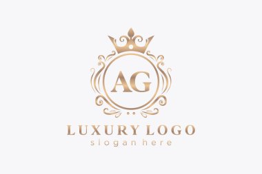 Restaurant, Royalty, Boutique, Cafe, Hotel, Heraldic, Mücevher, Moda ve diğer vektör illüstrasyonları için AG Kraliyet Logosu tasarımı.