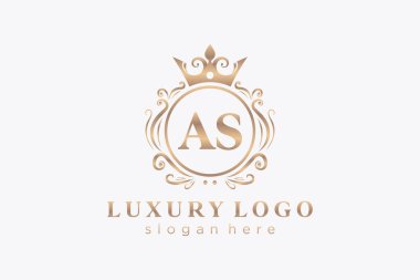 AS Harfi Kraliyet Logosu Restoran, Kraliyet, Butik, Cafe, Otel, Heraldic, Mücevher, Moda ve diğer vektör çizimleri için vektör sanatı şablonu.