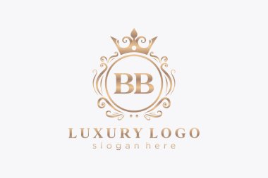 BB Letter Kraliyet Logosu Restoran, Kraliyet, Butik, Cafe, Otel, Heraldic, Mücevher, Moda ve diğer vektör ilüstrasyonları için vektör sanatı şablonu.