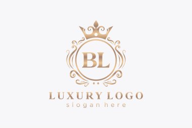 BL Letter Kraliyet Logosu Restoran, Kraliyet, Butik, Cafe, Otel, Heraldic, Mücevher, Moda ve diğer vektör ilüstrasyonları için vektör sanatı şablonu.