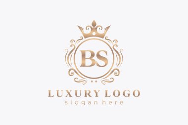 BS Letter Kraliyet Logosu Restoran, Kraliyet, Butik, Cafe, Otel, Heraldic, Mücevher, Moda ve diğer vektör çizimleri için vektör sanatı şablonu.