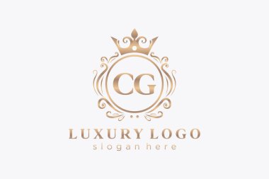 Restaurant, Royalty, Boutique, Cafe, Hotel, Heraldic, Mücevher, Moda ve diğer vektör illüstrasyonları için CG Kraliyet Logosu şablonu.