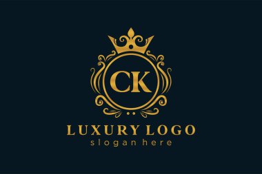 CK Letter Kraliyet Lüks Logosu Restoran, Kraliyet, Butik, Cafe, Otel, Heraldic, Mücevher, Moda ve diğer vektör çizimleri için vektör sanatı şablonu.