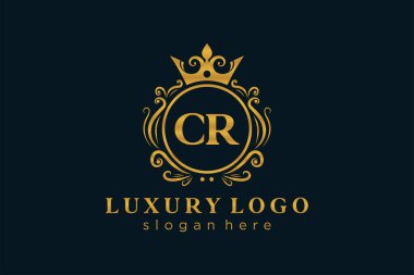 Restaurant, Royalty, Boutique, Cafe, Hotel, Heraldic, Mücevher, Moda ve diğer vektör illüstrasyonları için CR Kraliyet Logosu tasarımı.