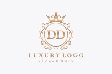 DD Letter Kraliyet Lüks Logosu Restoran, Kraliyet, Butik, Cafe, Otel, Heraldic, Mücevher, Moda ve diğer vektör çizimleri için vektör sanatı şablonu.
