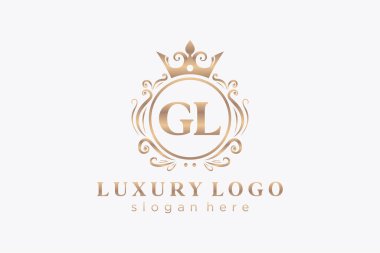 GL Letter Kraliyet Logosu Restoran, Kraliyet, Butik, Cafe, Otel, Heraldic, Mücevher, Moda ve diğer vektör ilüstrasyonları için vektör sanatı şablonu.