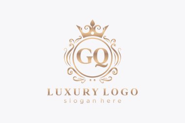GQ Harfi Kraliyet Logosu Restoran, Kraliyet, Butik, Cafe, Otel, Heraldic, Mücevher, Moda ve diğer vektör çizimleri için vektör sanatı şablonu.