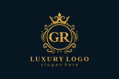 Restoran, Kraliyet Logosu, Butik, Cafe, Otel, Heraldic, Mücevher, Moda ve diğer vektör illüstrasyonları için vektör sanatı şablonu.