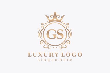 GS Letter Kraliyet Logosu Restoran, Kraliyet, Butik, Cafe, Otel, Heraldic, Mücevher, Moda ve diğer vektör çizimleri için vektör sanatı şablonu.