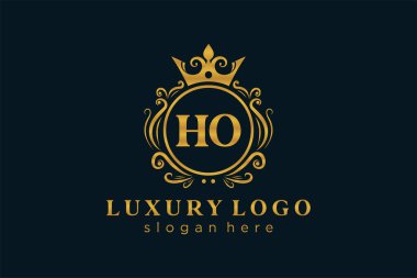 Kraliyet Logosu Restoran, Kraliyet, Butik, Cafe, Otel, Heraldic, Mücevher, Moda ve diğer vektör ilüstrasyonları için vektör sanatı şablonu.