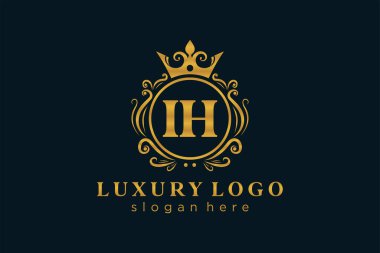Restoran, Kraliyet Logosu, Butik, Cafe, Otel, Heraldic, Mücevher, Moda ve diğer vektör illüstrasyonları için vektör sanatı şablonu.
