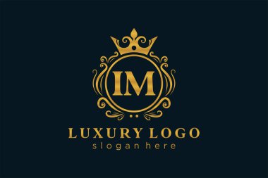 IM Letter Kraliyet Logosu Restoran, Kraliyet, Butik, Cafe, Otel, Heraldic, Mücevher, Moda ve diğer vektör çizimleri için vektör sanatı şablonu.