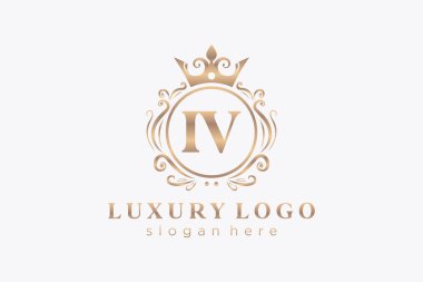 IV. Harf Kraliyet Logosu Restoran, Kraliyet, Butik, Cafe, Otel, Heraldic, Mücevher, Moda ve diğer vektör çizimleri için vektör sanatı şablonu.