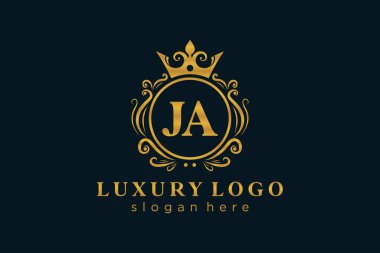 JA Kraliyet Logosu Restoran, Kraliyet, Butik, Cafe, Otel, Heraldic, Mücevher, Moda ve diğer vektör ilüstrasyonları için vektör sanatı şablonu.