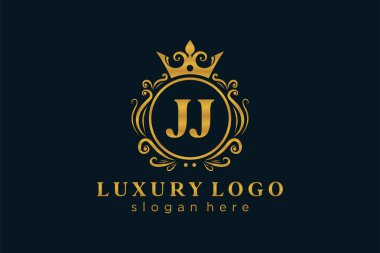 JJ Letter Kraliyet Logosu Restoran, Kraliyet, Butik, Cafe, Otel, Heraldic, Mücevher, Moda ve diğer vektör çizimleri için vektör sanatı şablonu.