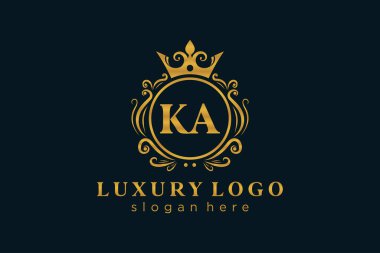 Restoran, Kraliyet Logosu, Butik, Cafe, Otel, Heraldic, Mücevher, Moda ve diğer vektör illüstrasyonları için vektör sanatı şablonu.