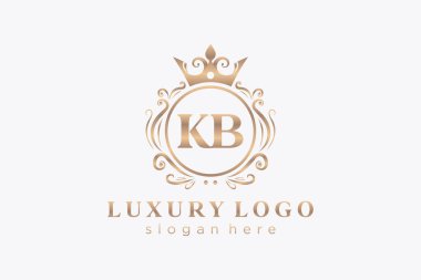 KB Letter Kraliyet Logosu Restoran, Kraliyet, Butik, Cafe, Otel, Heraldic, Mücevher, Moda ve diğer vektör ilüstrasyonları için vektör sanatı şablonu.